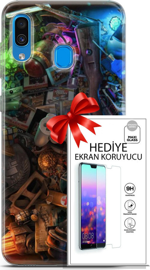 Samsung Galaxy A20 Kılıf Orijinal Seri Pubg 24 Teçhizatlar Darbe Emici Kılıf + Ekran Koruyucu