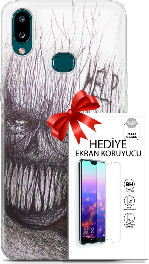 Samsung Galaxy A10S Kılıf Orijinal Seri Soul 29 Şeytan Leke Tutmaz Kapak + Ekran Koruyucu