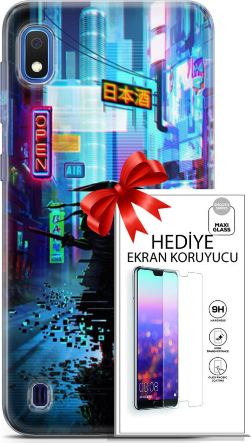 Samsung Galaxy A10 Kılıf Orijinal Seri Cyberpunk 29 Open Leke Tutmaz Kapak + Ekran Koruyucu