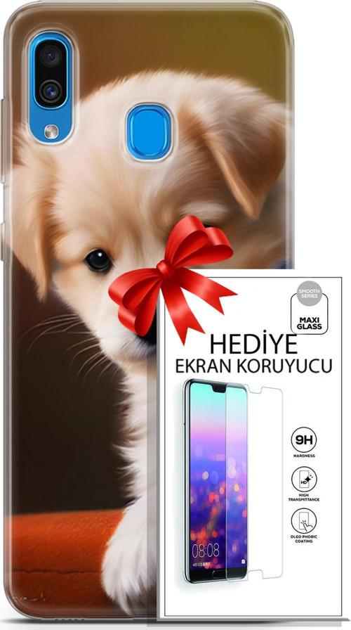 Samsung Galaxy A20 Kılıf Orijinal Seri Dogs 15 Kaniş Yavru Kalın Silikon + Ekran Koruyucu