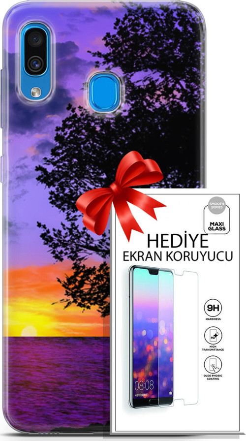 Samsung Galaxy A20 Kılıf Orijinal Seri Fantasy 06 Ağaç Koruyucu Kapak Ekran Koruyucu