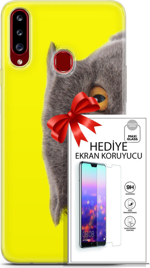 Samsung Galaxy A20S Kılıf Orijinal Seri Scotish-British 01 Scottish Fold Telefon Kılıfı + Ekran Koruyucu