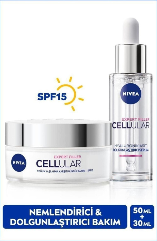 SPF15 Cellular Expert Filler Yaşlanma Karşıtı Gündüz Yüz Kremi 50ml ve Nemlendirici Cilt Serumu 30ml