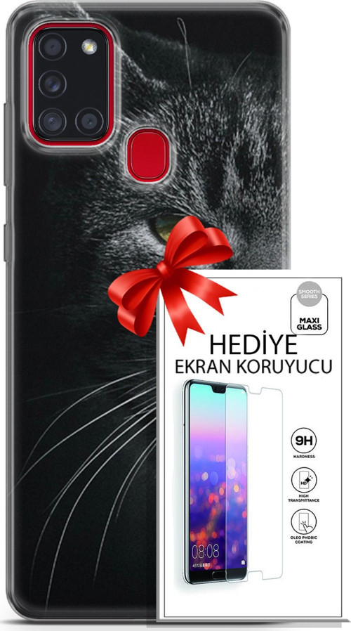 Samsung Galaxy A21S Kılıf Orijinal Seri Scotish-British 24 Asi Kedi Darbe Emici Kılıf + Ekran Koruyucu