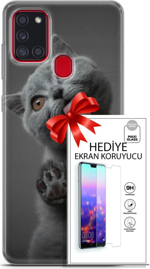 Samsung Galaxy A21S Kılıf Orijinal Seri Scotish-British 09 Yavru Kedi Uv Kılıf Ve Ekran Koruyucu