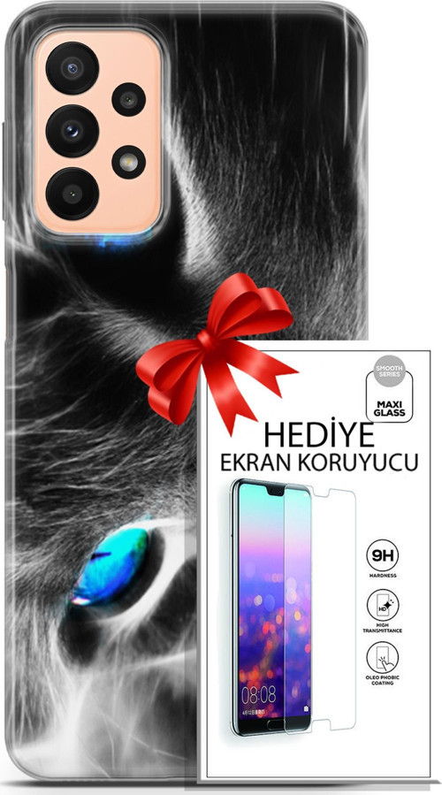 Samsung Galaxy A23 4G Kılıf Orijinal Seri Scotish-British 26 Amerikan Kedisi Soft Kapak + Ekran Koruyucu
