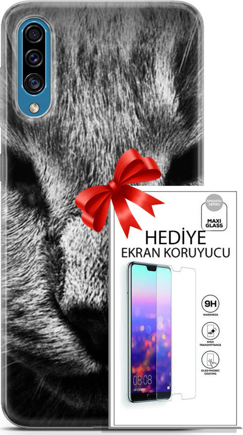 Samsung Galaxy A30S Kılıf Orijinal Seri Scotish-British 23 Gri Detay Kedi Telefon Kabı Ve Ekran Koruyucu