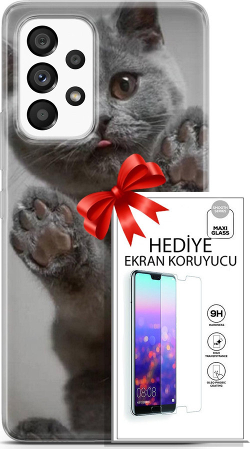 Samsung Galaxy A53 5G Kılıf Orijinal Seri Scotish-British 10 Yavru Scottish Full Hd Kılıf + Ekran Koruyucu