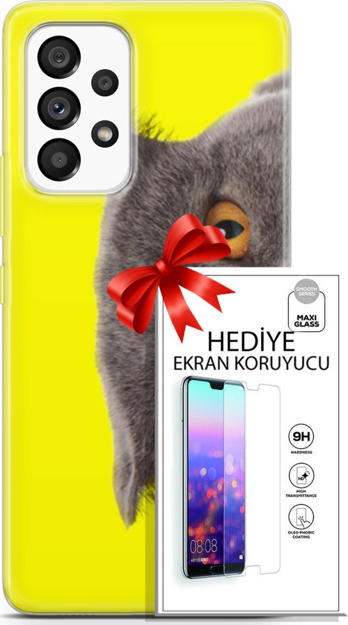 Samsung Galaxy A53 5G Kılıf Orijinal Seri Scotish-British 01 Scottish Fold Telefon Kılıfı + Ekran Koruyucu
