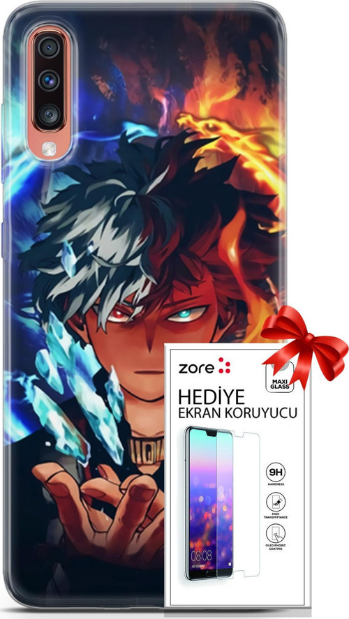 Samsung Galaxy A70 Kılıf Orijinal Seri Supers 13 Todoraki Anime Case Kapak Ekran Koruyucu