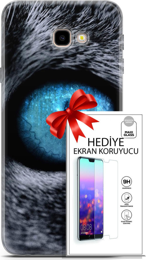 Samsung Galaxy J4 Plus Kılıf Orijinal Seri Scotish-British 29 Pov Eye Leke Tutmaz Kapak + Ekran Koruyucu
