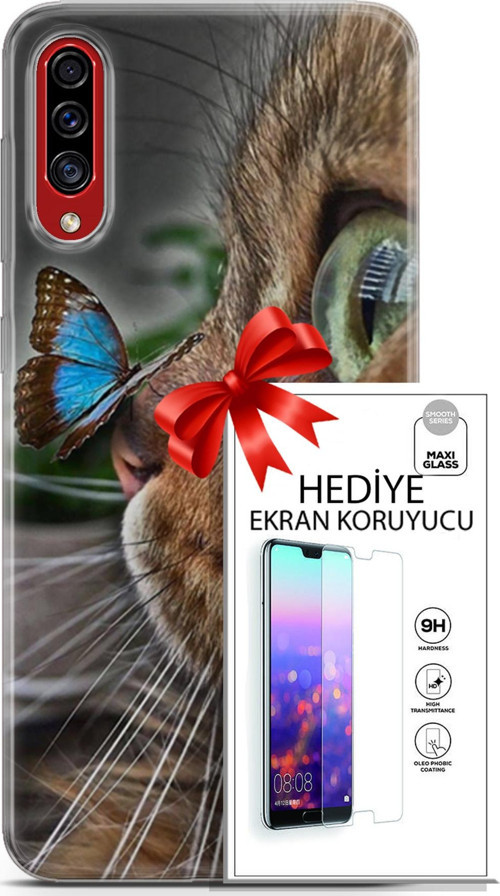 Samsung Galaxy A50S Kılıf Orijinal Seri Scotish-British 12 Munchkin Kelebek Tasarım Kılıf + Ekran Koruyucu