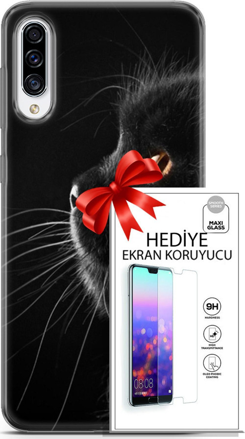Samsung Galaxy A70S Kılıf Orijinal Seri Scotish-British 22 Kedi Bıyık Detay Kap + Ekran Koruyucu