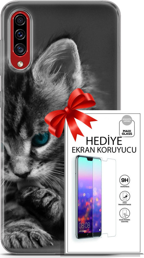 Samsung Galaxy A50S Kılıf Orijinal Seri Scotish-British 19 Mavi Gözlü Ragdoll Tam Koruma Kılıf + Ekran Koruyucu