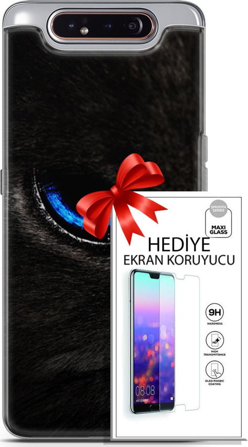 Samsung Galaxy A80 Kılıf Orijinal Seri Scotish-British 25 Maine Coon Soyulmayan Kılıf + Ekran Koruyucu