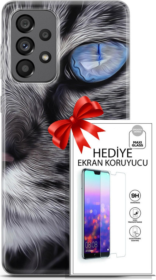 Samsung Galaxy A73 5G Kılıf Orijinal Seri Scotish-British 30 Norveç Orman Kedisi Kenarları Şeffaf Ka