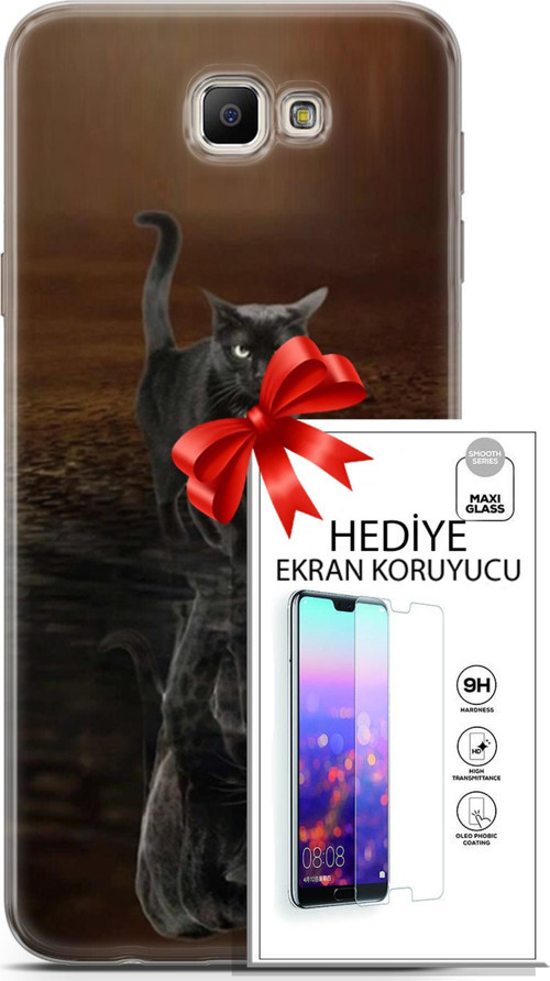 Samsung Galaxy J7 Prime Kılıf Orijinal Seri Scotish-British 16 Siyah Rus Kedisi Hediyelik Kılıf Ve Ekran Koruyucu