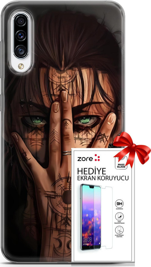 Samsung Galaxy A70S Kılıf Orijinal Seri Supers 22 Eren Yeager Kap + Ekran Koruyucu