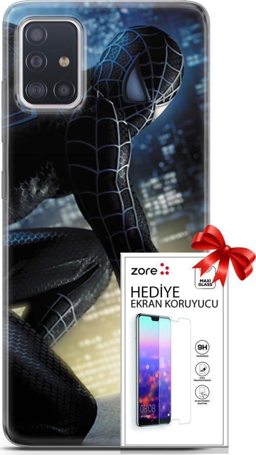 Samsung Galaxy A71 Kılıf Orijinal Seri Supers 21 Spider Man Duvar Kağıdı Darbe Önleyici Kapak + Ön Ekran Koruyucu
