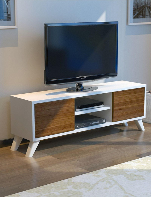 Tv Sehpası Tv Ünitesi Ceviz Beyaz Yaşam Ünitesi Duvar Ünitesi Mini Tv Sehpası