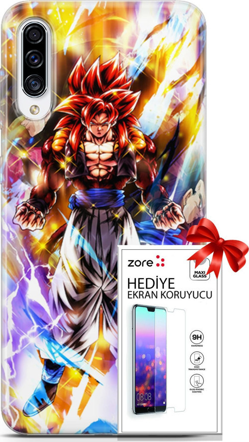 Samsung Galaxy A70S Kılıf Orijinal Seri Supers 24 Goku Wallpaper Darbe Emici Kılıf + Ekran Koruyucu