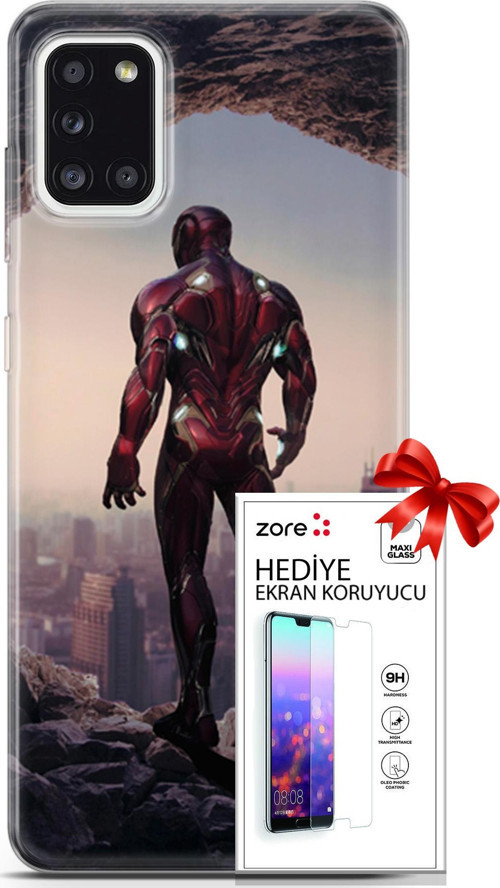 Samsung Galaxy A31 Kılıf Orijinal Seri Supers 02 Iron Man Kapak Ve Ekran Koruyucu