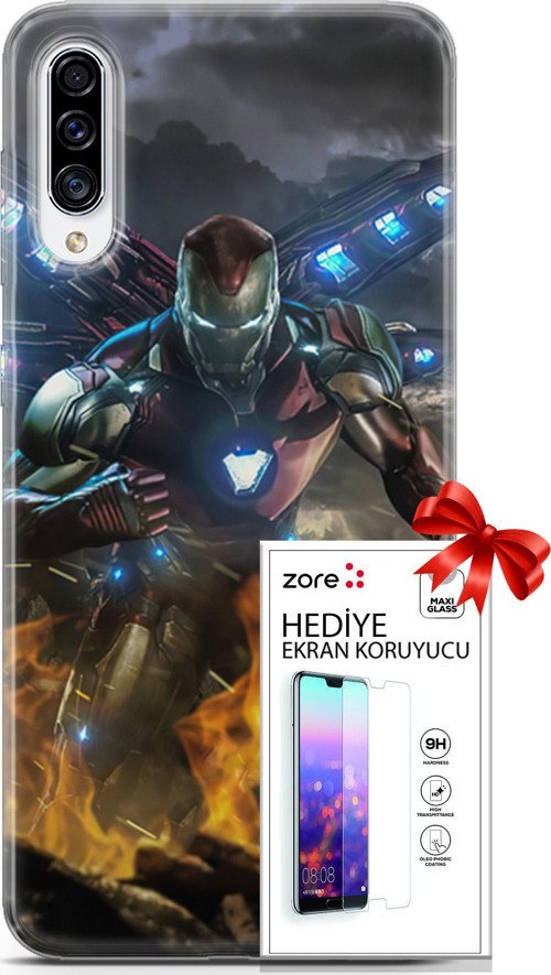 Samsung Galaxy A70S Kılıf Orijinal Seri Supers 30 Iron Man Kenarları Şeffaf Kapak Ve Ekran Koruyucu