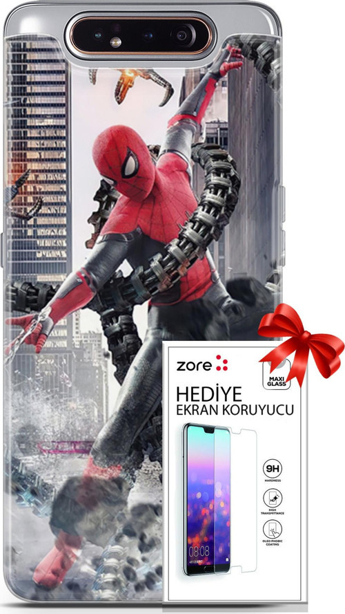 Samsung Galaxy A80 Kılıf Orijinal Seri Supers 25 No Way Home Soyulmayan Kılıf + Ekran Koruyucu Full