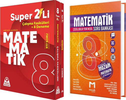 Örnek Akademi 8. Sınıf Süper İkili Matematik Seti ve Mozaik Matematik Soru Bankası Seti 2 Kitap