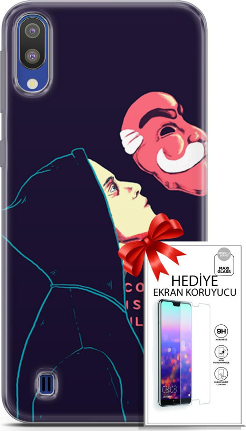 Samsung Galaxy M10 Kılıf Orijinal Seri Algorand 18 Illusion Parlak Kılıf + Ekran Koruyucu Full Koruma