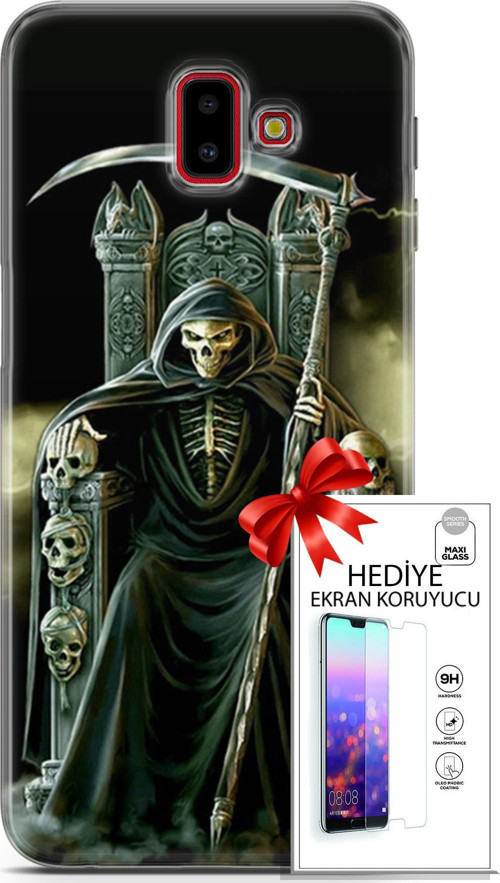 Samsung Galaxy J6 Plus Kılıf Orijinal Seri Cardano 11 İskeletor 4K Baskılı Kılıf + Ekran Koruyucu Fu