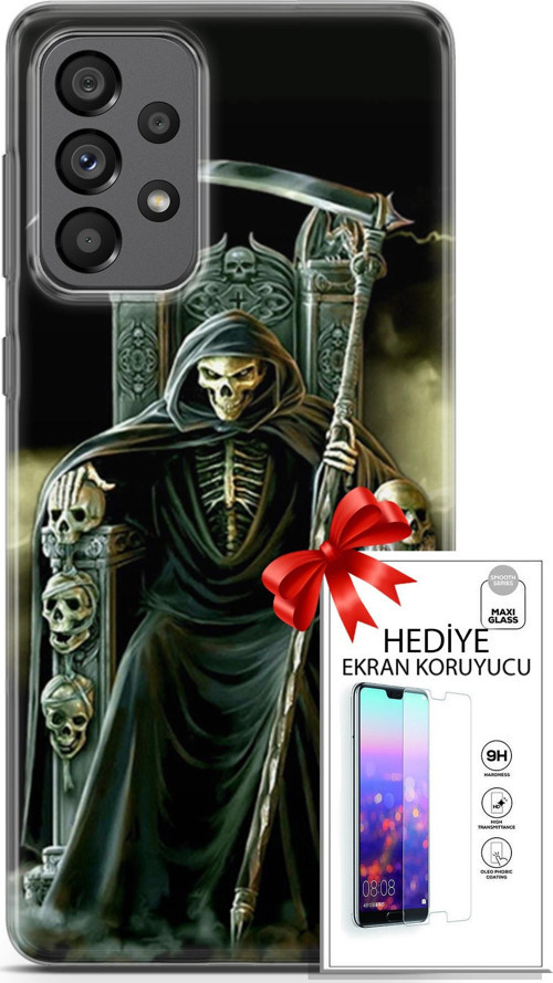 Samsung Galaxy A73 5G Kılıf Orijinal Seri Cardano 11 İskeletor 4K Baskılı Kılıf + Ekran Koruyucu Ful