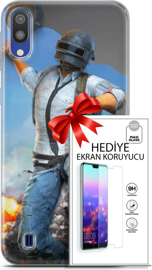 Samsung Galaxy M10 Kılıf Orijinal Seri Pubg 01 Action Figur Telefon Kılıfı + Ekran Koruyucu