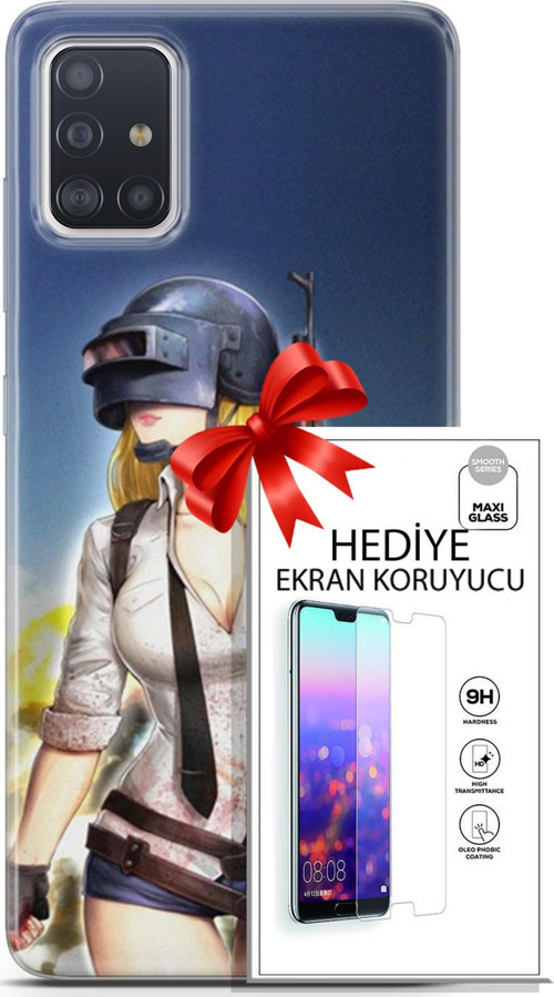 Samsung Galaxy A71 Kılıf Orijinal Seri Pubg 27 Anna Lazer Kesim Silikon Ekran Koruyucu