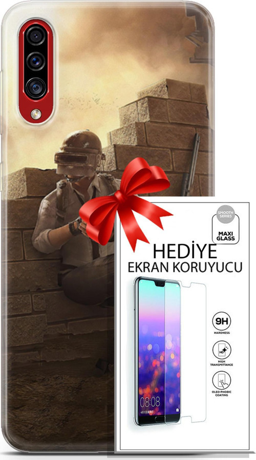 Samsung Galaxy A50S Kılıf Orijinal Seri Pubg 04 Oyun Karakterleri Silikon Kılıf + Ekran Koruyucu Ful