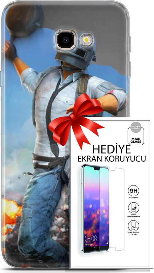 Samsung Galaxy J4 Plus Kılıf Orijinal Seri Pubg 01 Action Figur Telefon Kılıfı + Ekran Koruyucu
