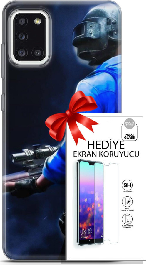 Samsung Galaxy A31 Kılıf Orijinal Seri Pubg 12 Mavi Gömlekli Tasarım Kılıf + Ekran Koruyucu