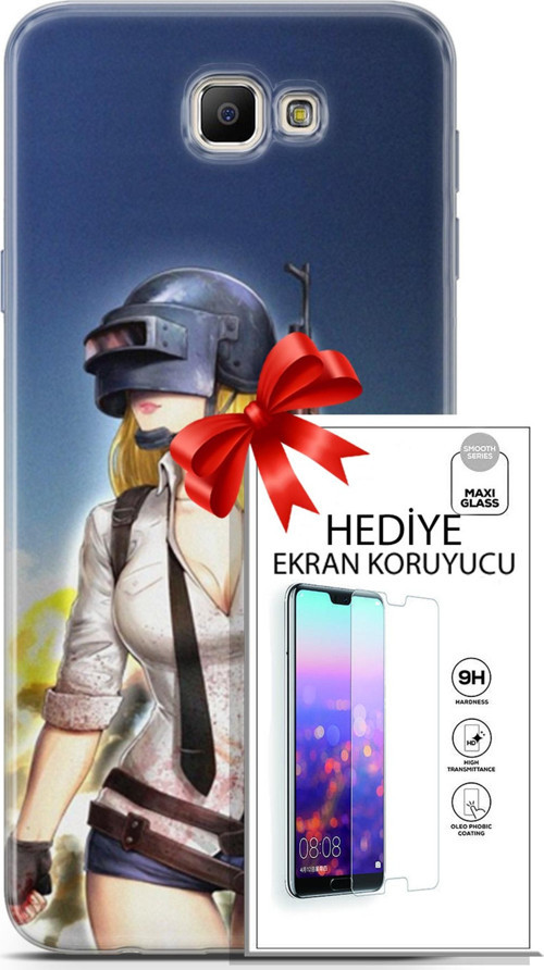 Samsung Galaxy J7 Prime Kılıf Orijinal Seri Pubg 27 Anna Lazer Kesim Silikon Ekran Koruyucu