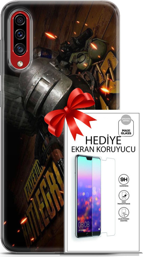 Samsung Galaxy A50S Kılıf Orijinal Seri Pubg 18 Tabela Parlak Kılıf + Ekran Koruyucu Full Korumak