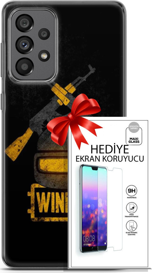 Samsung Galaxy A73 5G Kılıf Orijinal Seri Pubg 15 Winner Kalın Silikon + Ekran Koruyucu