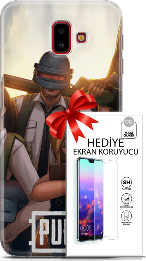 Samsung Galaxy J6 Plus Kılıf Orijinal Seri Pubg 30 Çizgisel Kenarları Şeffaf Kapak Ve Ekran Koruyucu