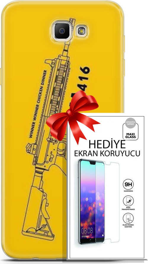 Samsung Galaxy J7 Prime Kılıf Orijinal Seri Pubg 28 M416 İz Bırakmayan Kılıf + Ön Ekran Koruyucu