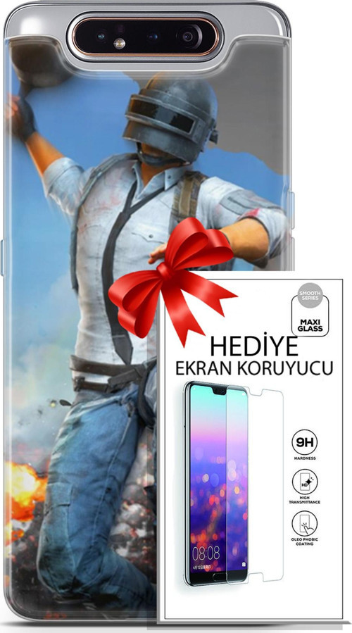 Samsung Galaxy A80 Kılıf Orijinal Seri Pubg 01 Action Figur Telefon Kılıfı + Ekran Koruyucu