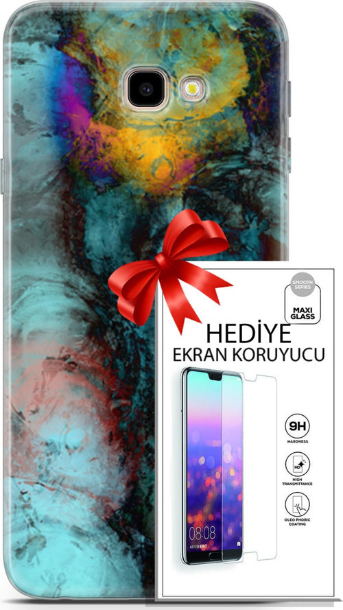 Samsung Galaxy J4 Plus Kılıf Orijinal Seri Nature 14 Dalgalar Cover Kılıf + Ön Ekran Koruyucu