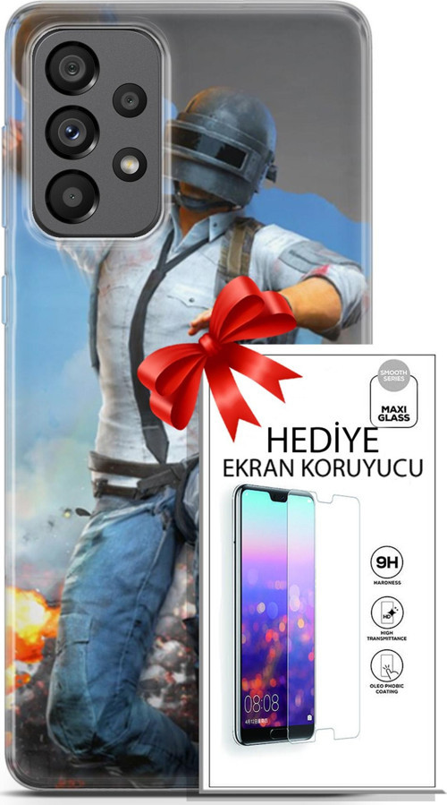 Samsung Galaxy A73 5G Kılıf Orijinal Seri Pubg 01 Action Figur Telefon Kılıfı + Ekran Koruyucu