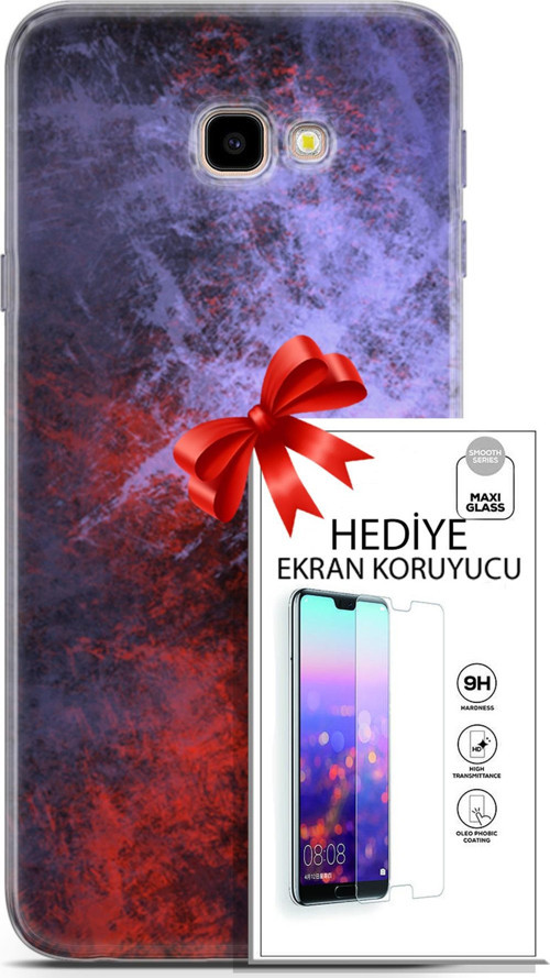 Samsung Galaxy J4 Plus Kılıf Orijinal Seri Nature 18 Karışık Parlak Kılıf + Ekran Koruyucu Full Koruma