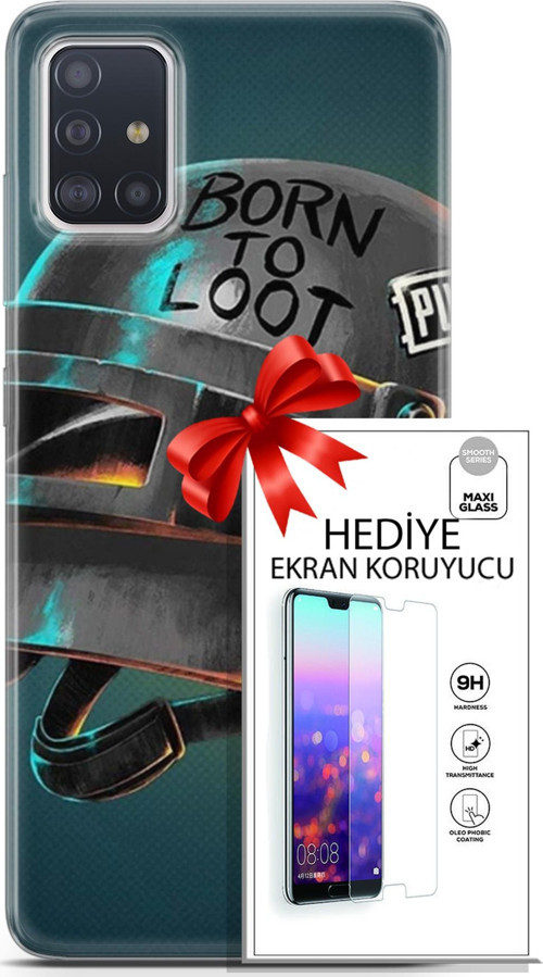 Samsung Galaxy A71 Kılıf Orijinal Seri Pubg 19 Born To Loot Tam Koruma Kılıf + Ekran Koruyucu