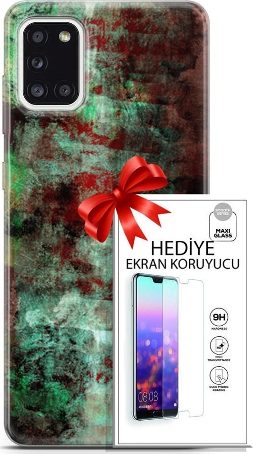 Samsung Galaxy A31 Kılıf Orijinal Seri Nature 10 Su Yeşili Full Hd Kılıf + Ekran Koruyucu