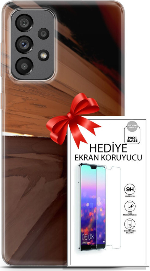 Samsung Galaxy A73 5G Kılıf Orijinal Seri Nature 01 Kahverengi Tonlar Telefon Kılıfı + Ekran Koruyucu