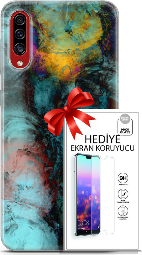 Samsung Galaxy A50S Kılıf Orijinal Seri Nature 14 Dalgalar Cover Kılıf + Ön Ekran Koruyucu